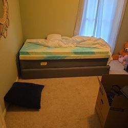 Dual Twin XL Or King Bed Frame And King Sized Mattress Topper