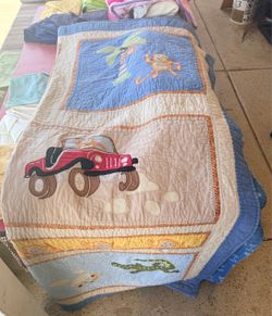 Girls pink sleeping bag + boys quilt