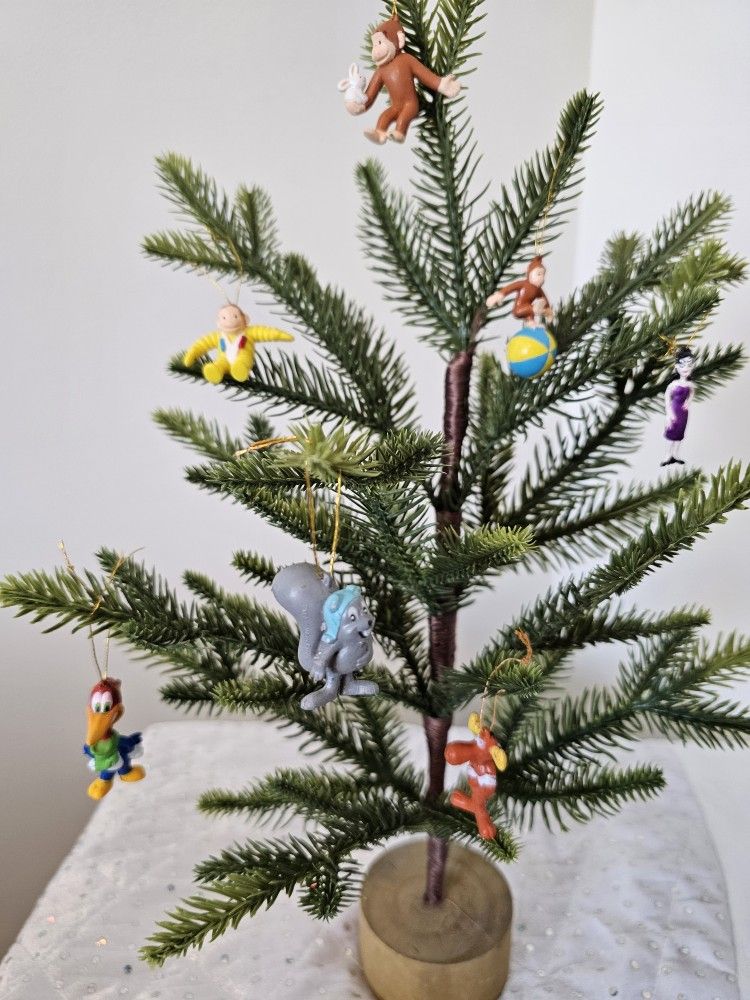 (7) Christmas Miniature Ornaments "Bundle" Offer!  "The Merriest  Monkey Curious  George" + "The Adventure Of Rocky, Bullwinkle And Friends" + Woody!