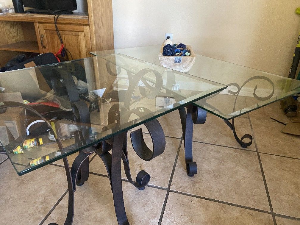 Bevelled Glass Coffee And One Matching End Table 