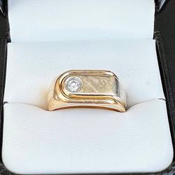 14k solid yellow gold gents 0.25 CTW natural diamond band ring size 10