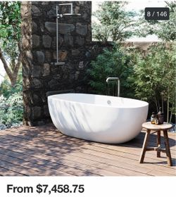 NativeStone Freestanding Soaking Cement Bathtub
