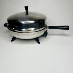 Farberware 12" Skillet Electric Fry Pan Dome Lid Stainless Model 310B 1250 Watts