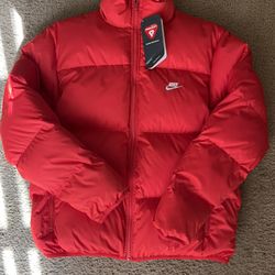 Red Hoodie Less Puffer Jacket