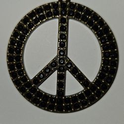 Metal Peace Symbol  w/Black Stones