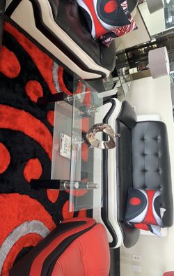 Adalia Veloce Black/White Living room set -/Sofa / Loveseat