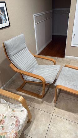 IKEA Poang Chair With Ottoman