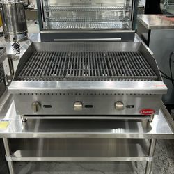 Flamaster FLM-CB36-M 36" Countertop Gas Charbroiler, NG/LPG, 105,000 BTU, 3 Burners