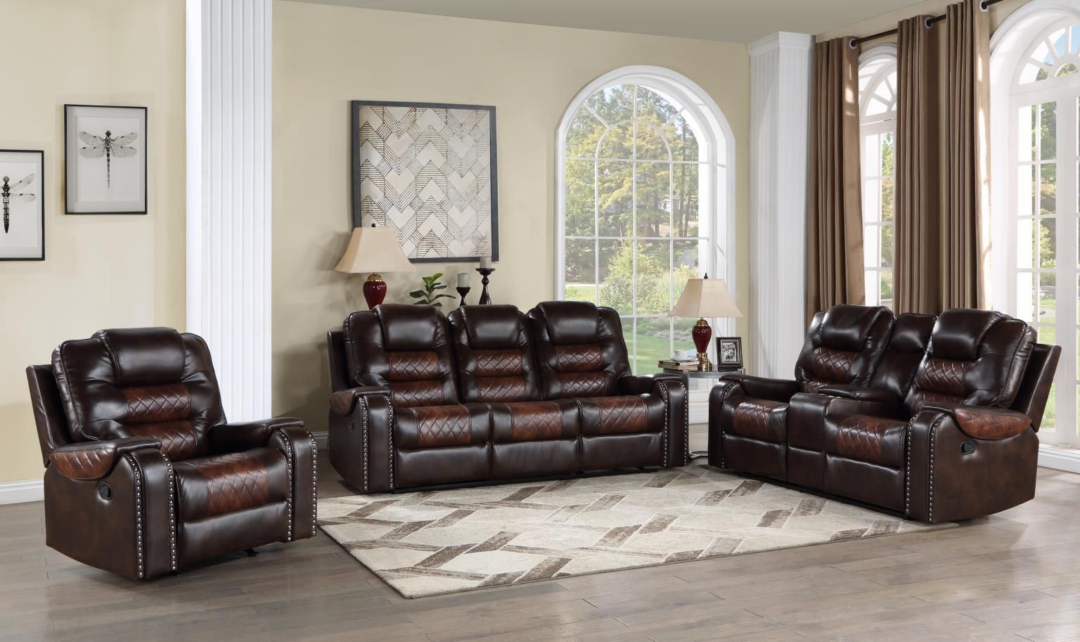 Brand New Leather Reclining Living Room Set For $1299