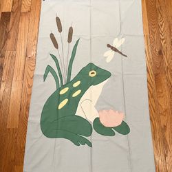 Summer Yard Flag Vintage 90s Sewed Handmade Frog Dragonfly Lily Pad Outdoor
