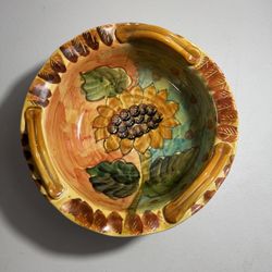 Hand-Painted Italian Ceramic Bowl – Sunflower Design