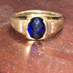 925 Silver And Blue Sapphire Dimond Ring 