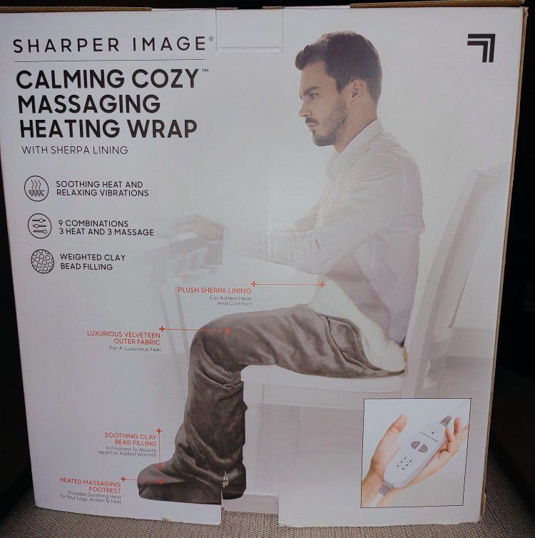 Sharper Image Calming Cozy Massaging Heat Wrap, Sherpa Lining, Heated Foot  Rest