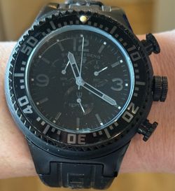 Swiss Legend Neptune Chronograph. Featuring an all-black "phantom" aesthetic- 52mm, LIKE NEW CONDITION!