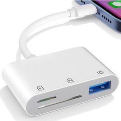 New SD Card Reader for iPhone iPad, USB Camera Adapter Plug Digital Trail Camera SD Card Viewer with Dual Slot for MicroSD/SD, Memory Card Adapter