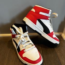 PUMA Boys High-Top Basketball Shoes US 7 Red Black White