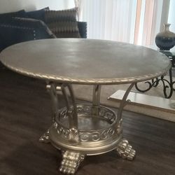 Wooden Hand Carved Metal Table 