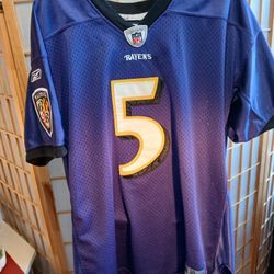 Rebok NFLJoe Flacco #5 Jersey Size 50 Baltimore RavensStiched/Black and purple#5 

The product is a Nike NFL on-field Joe Flacco jersey in size 50 for
