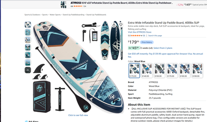 Extra Wide Inflatable Stand Up Paddle Board, 400lbs SUP