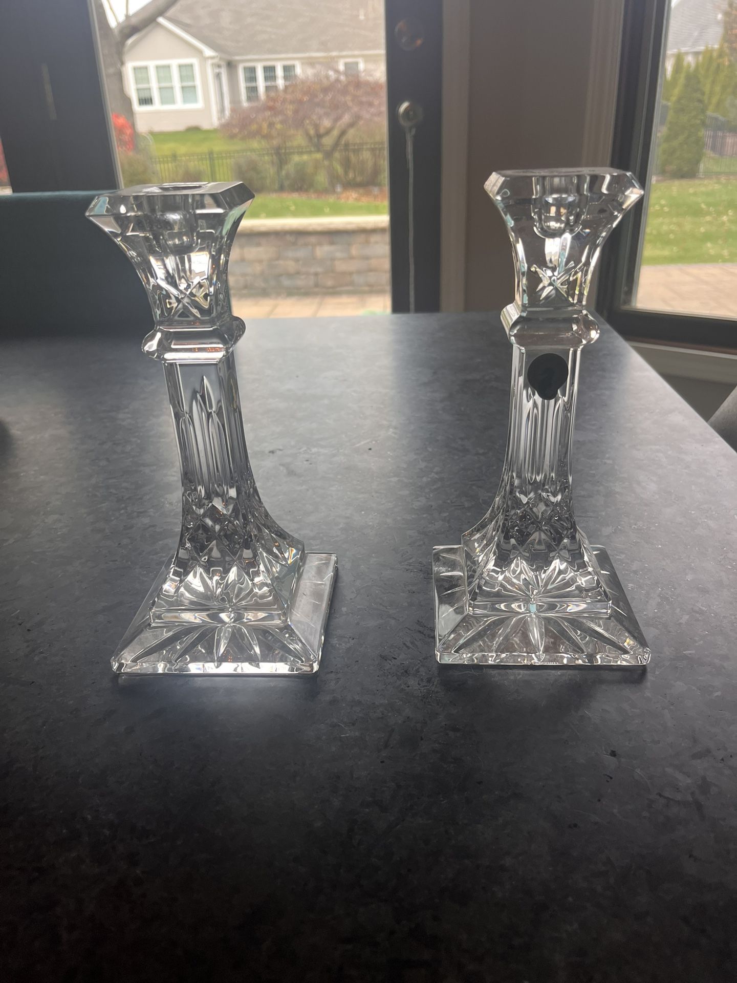 Waterford Lismore lead crystal candleholders