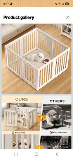 Dog Playpen Indoor,Puppy Playpen,White 23.6" H, 8 Panels
Dog Play Pen Indoors with Open View, Tool-Free Setup, Multi-Shape Setup, Dog Pen for Dogs, Ca