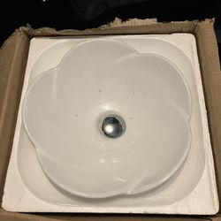Complete Bathroom Remodel Set! Ceramic Flower Vessel Sink, Faucet, & Drain