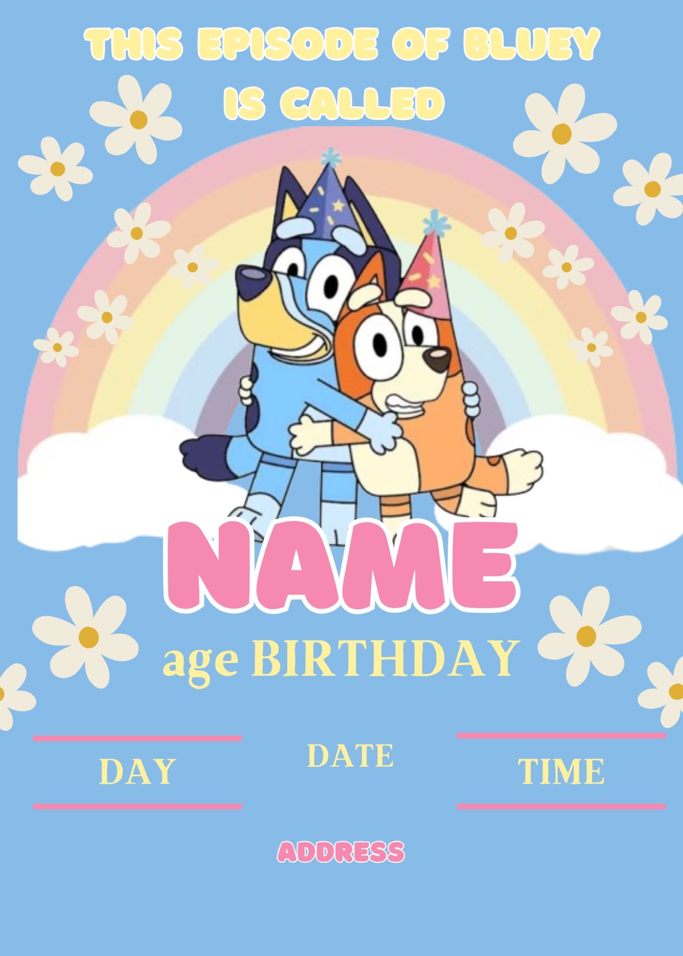 Custom Bluey Invite