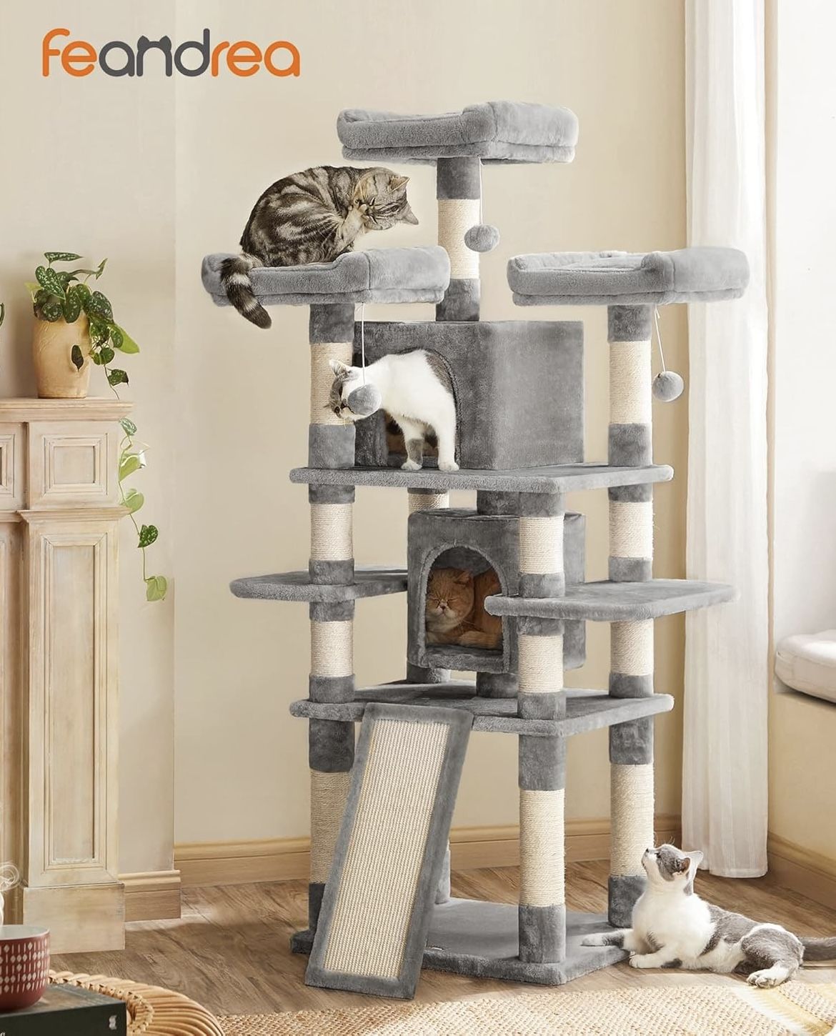 NEW Cat Tree Tower, 67 Inches Multi Level Cat Tree W/ Cozy Perches & Sisal Scratching Posts !