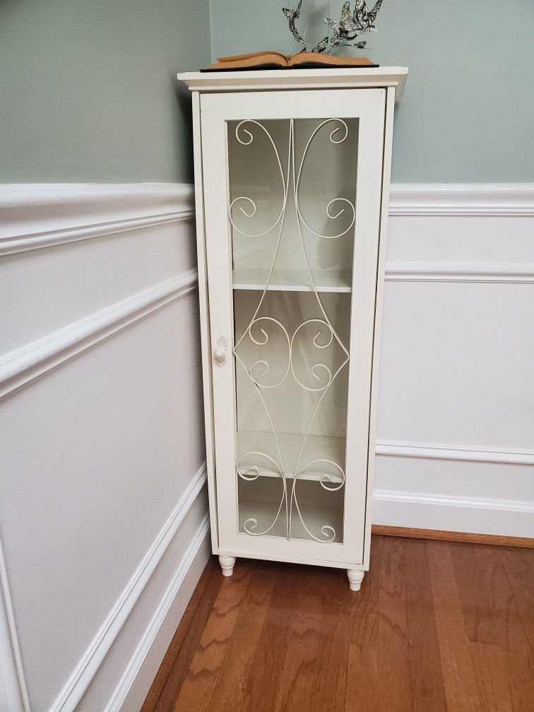 3 Shelf White Bookcase With Glass Door