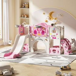 Pink 9 in 1 toddler playground and climber set,new