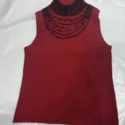 Red Holiday Sleeveless Sweater 