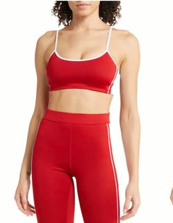 Alo Yoga Red Sports Bra with White Trim