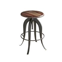 Steve Silver Sparrow Indoor Swivel Backless Adjustable 32" Height Round Bar Stool, Brown