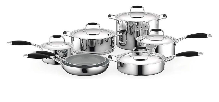 NutriChef Kitchenware Pots & Pans Set - 12-Piece Set Clad Kitchen Cookware w/ Silicone Grip Handles, Fry Pan Interior Coated w/ Prestige Ceramic Non-S