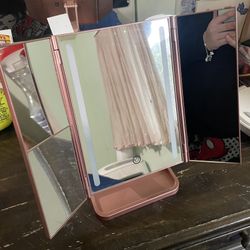 Tri-Fold LED Makeup Mirror