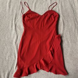 Red mini dress with ruffles 
