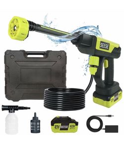 SEESE 1000 PSI Cordless Pressure Washer for Car & Garden 6 in 1 Nozzle w Battery