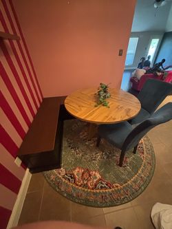 Dining table and bench with storage: chairs included