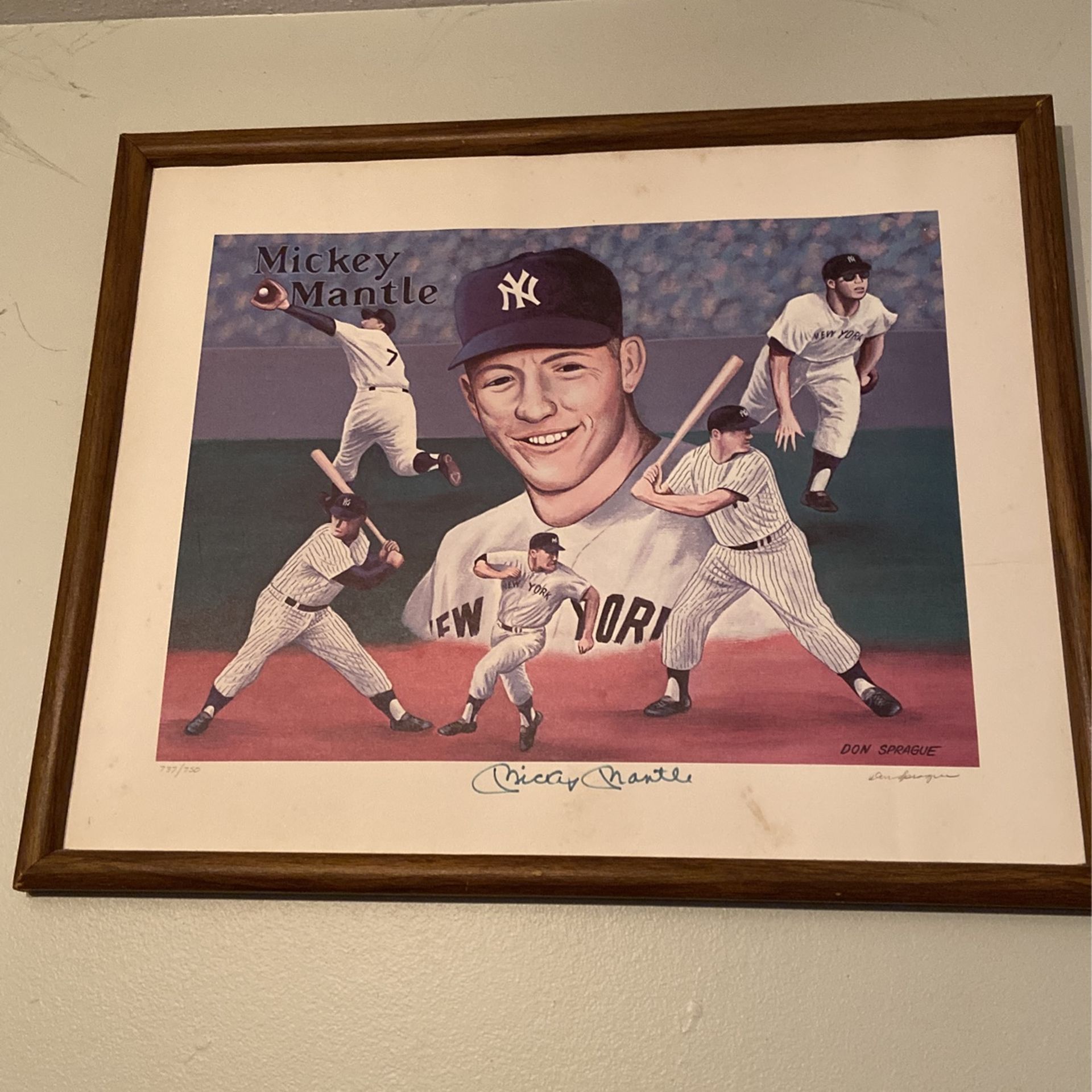 Authentic Mickey Mantle Signed Multi Sprague Photo