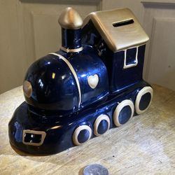 Ceramic Piggy Bank Locomotive Train 