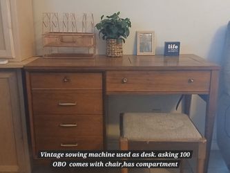 Sowing machine desk and chair