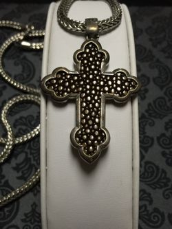 Silver 925 Chain with Cross Pendant Absolutely Gorgeous! Very Long Chain 38"