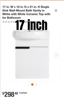 17" Wall-Mount Bath Vanity with Ceramic Sink