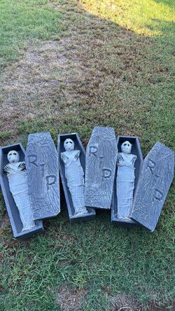 Halloween Mummy Coffin Decorations Set of 3