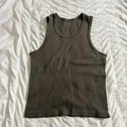 army green ribbed tank top