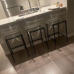 CB2 Chairo Clear acrylic Counter Stool With Black Legs