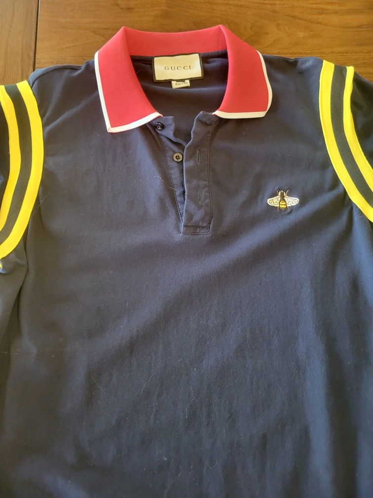 Blue Gucci Bee Polo Shirt