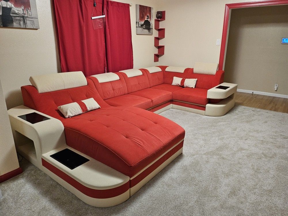 Red And Cream Sectional