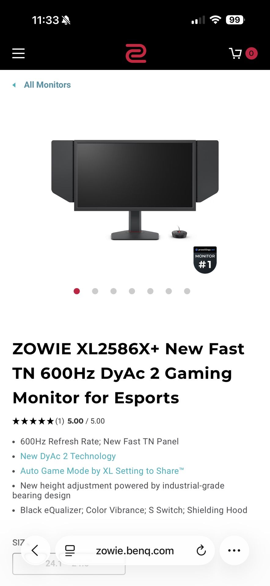 BenQ Zowie Gaming Monitor 2586+ 600hz