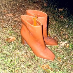 Brown Leather  JLo Josey heel booties womens size 11M